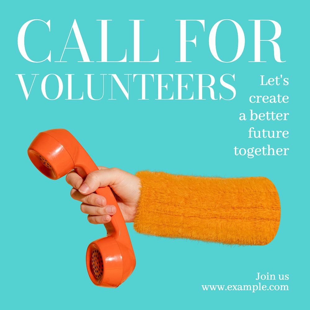 Call for volunteers Instagram post template, editable text