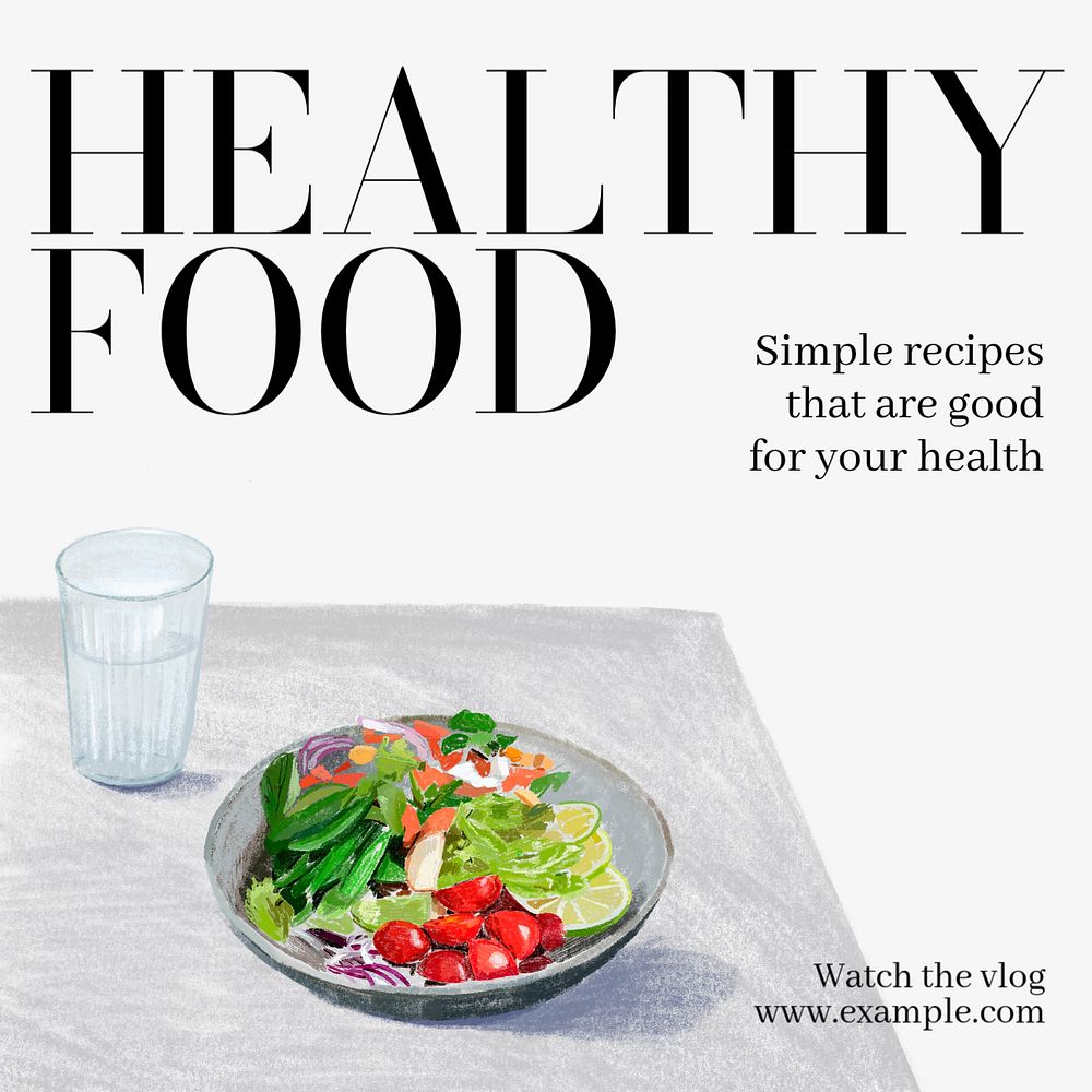 Healthy food Instagram post template, editable text