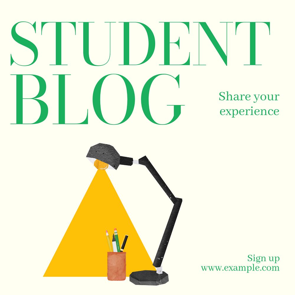 Student blog Instagram post template, editable text