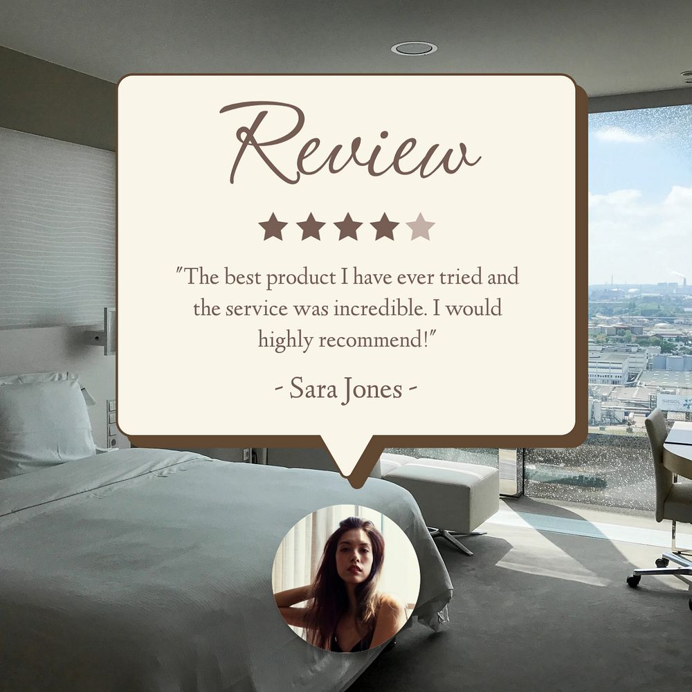 Hotel review Facebook post template, editable design