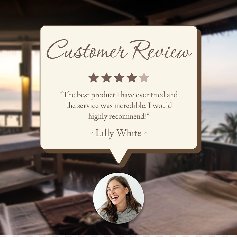 Hotel review Facebook post template, editable design