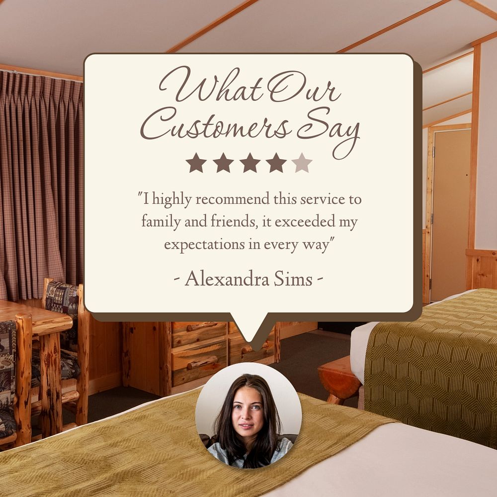 Hotel review Facebook post template, editable design