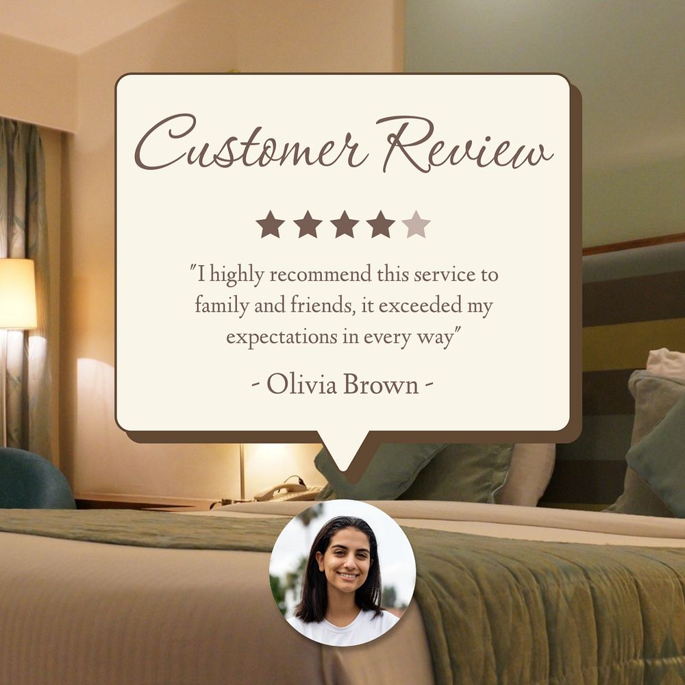 Hotel review Facebook post template, editable design