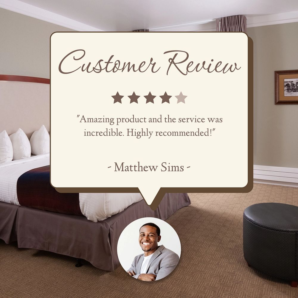 Hotel review Facebook post template, editable design