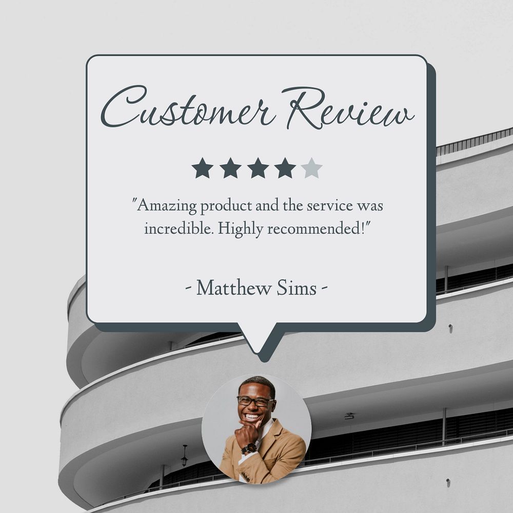 Customer review Facebook post template, editable design