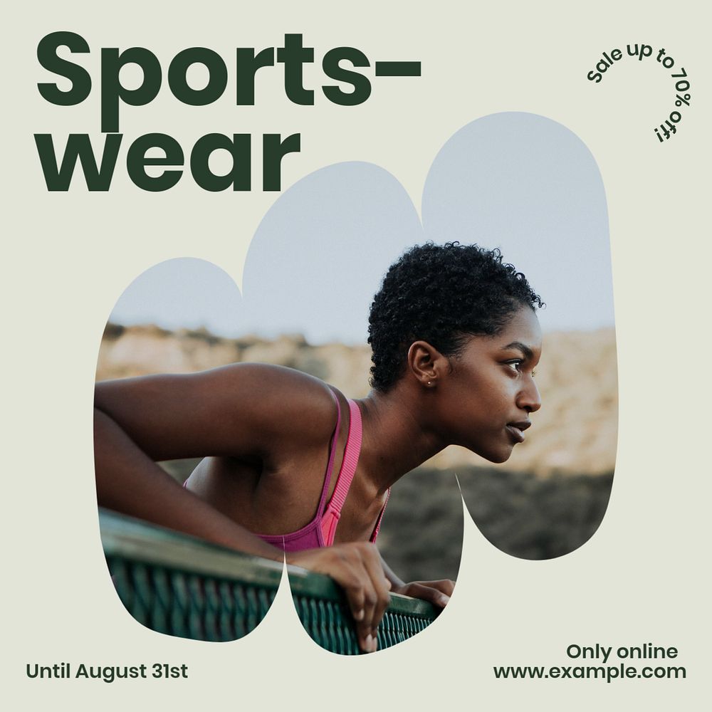 Sportswear sale Instagram post template, editable text