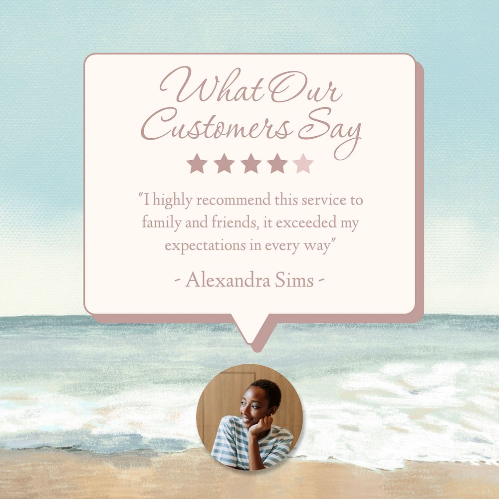 Customer testimonial post template, editable social media design