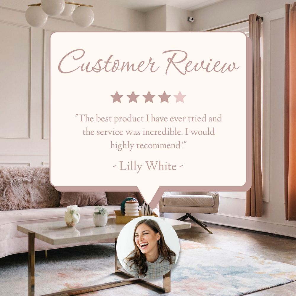 Customer review post template, editable social media design