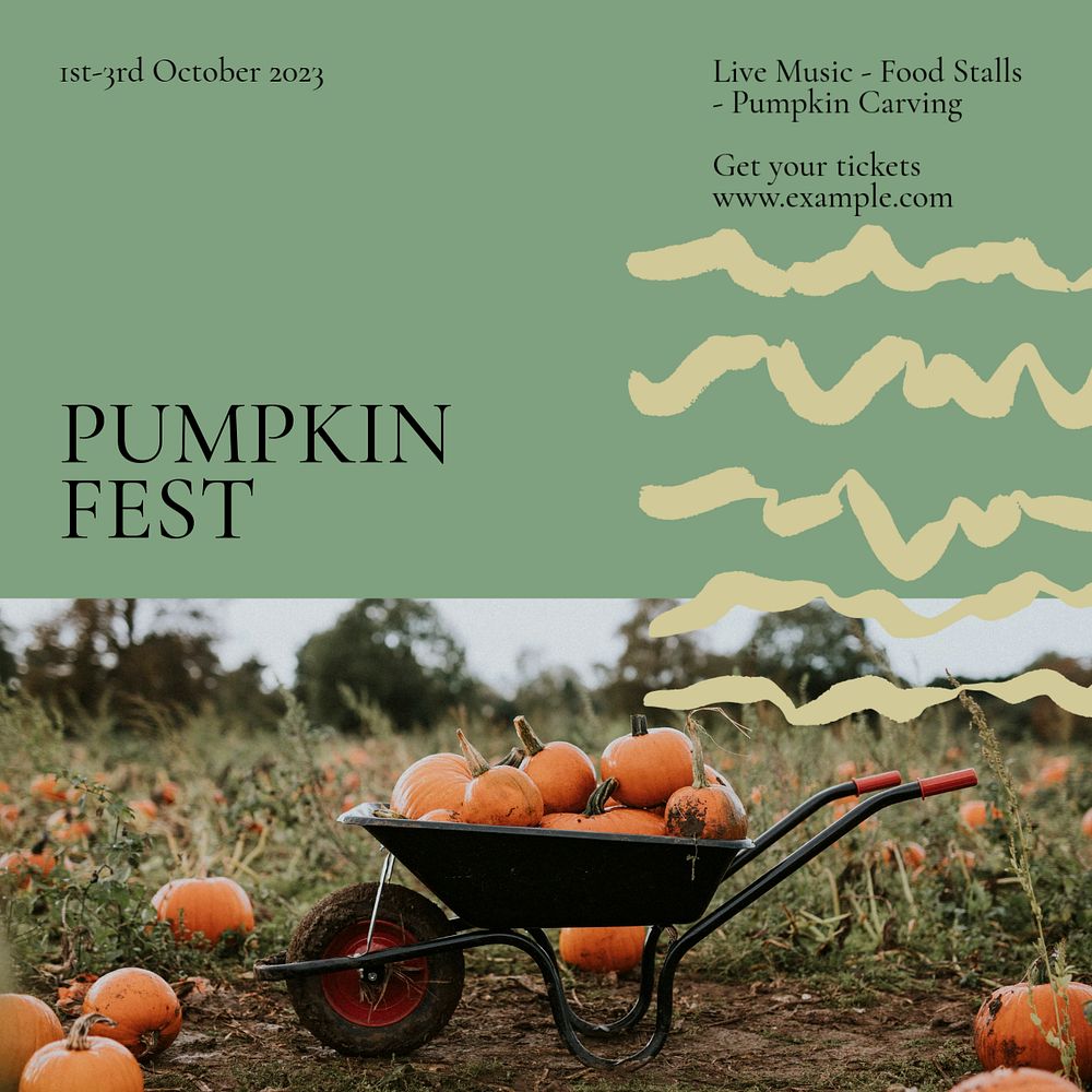 Pumpkin fest Instagram post template, editable text