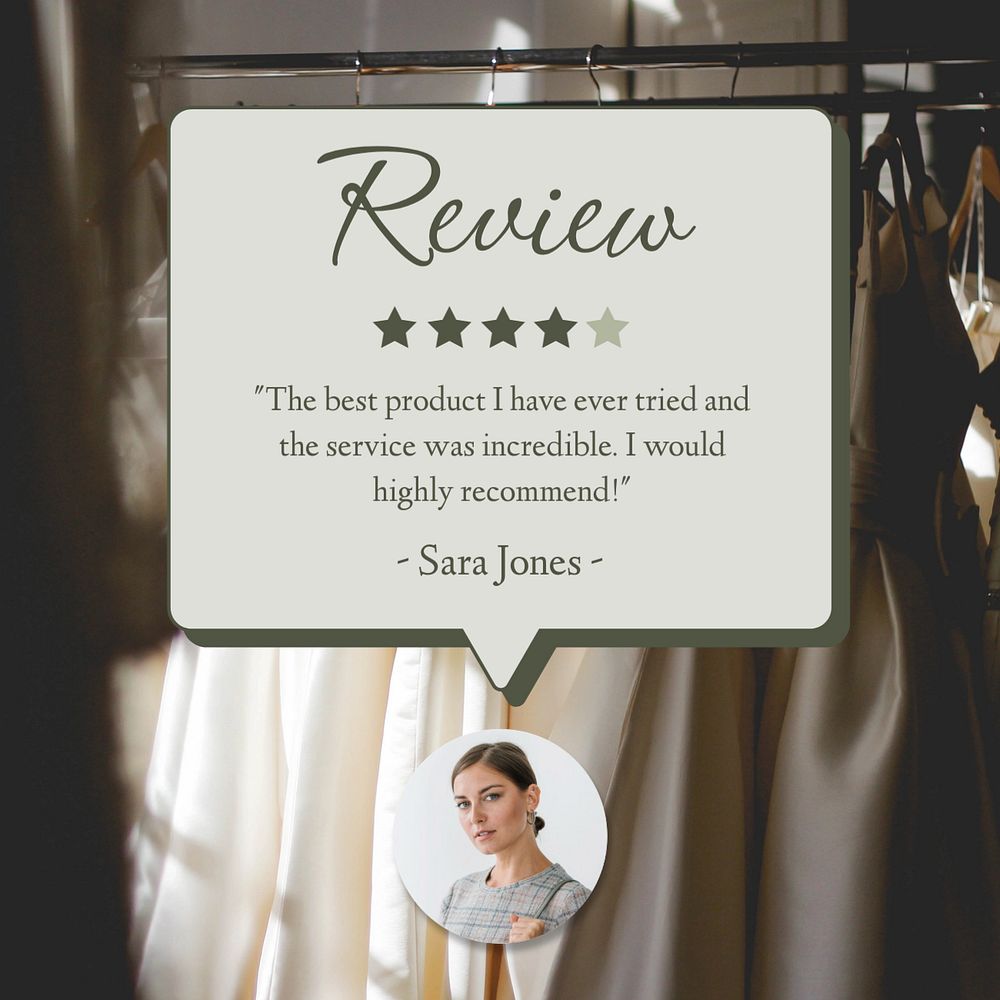 Fashion review  Facebook post template, editable design