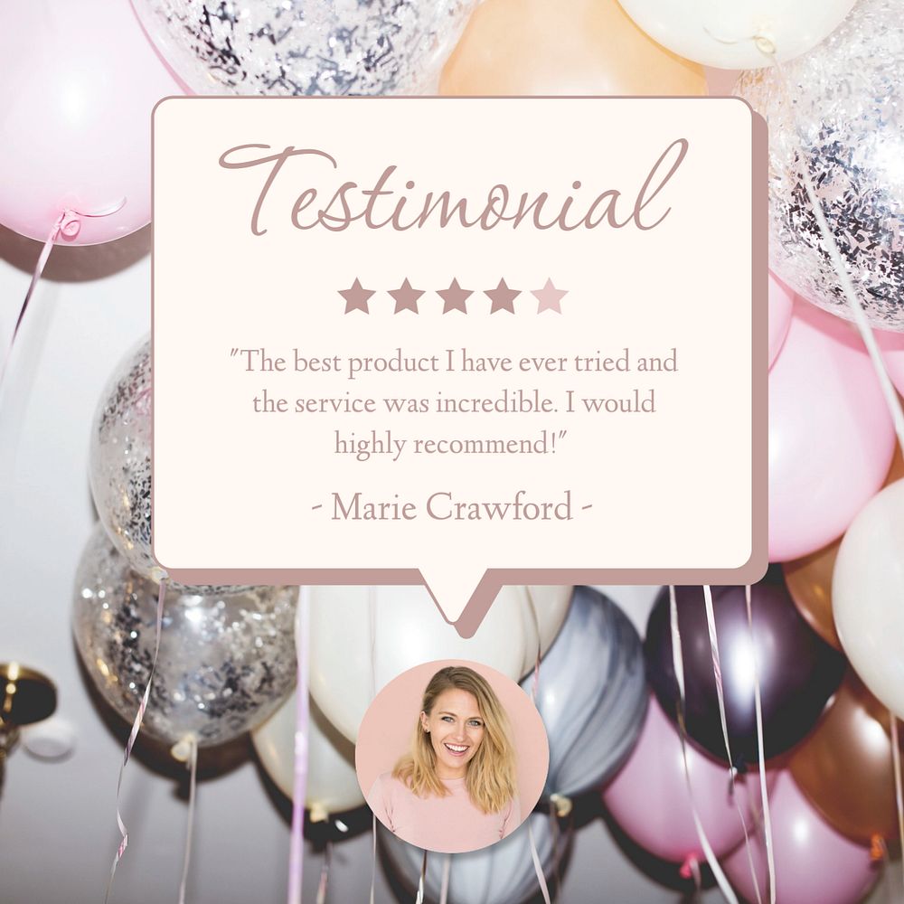 Customer testimonial post template, editable social media design