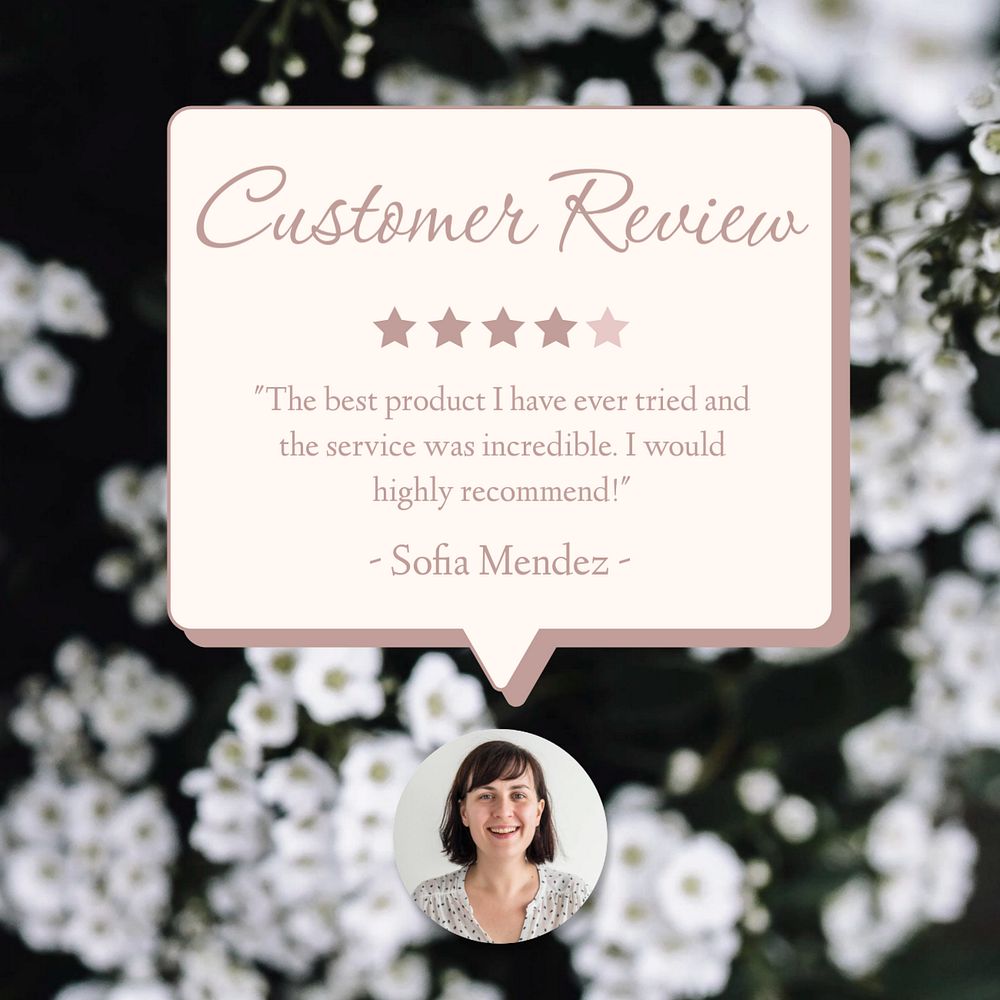 Customer review post template, editable social media design