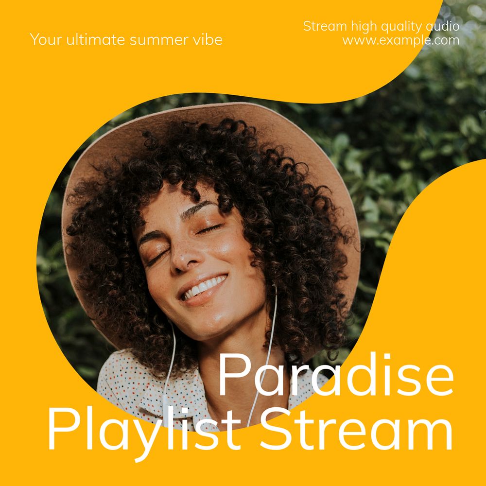 Playlist stream Instagram post template, editable text