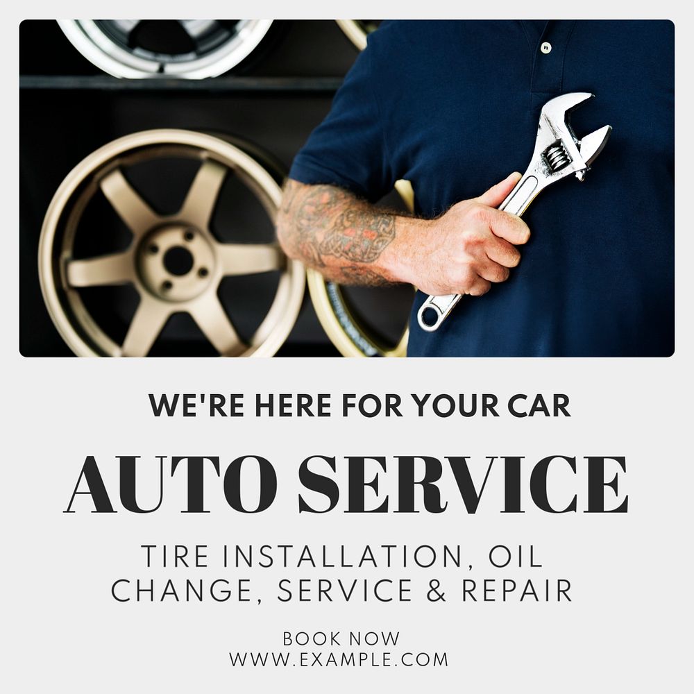 Auto service Instagram post template, editable text