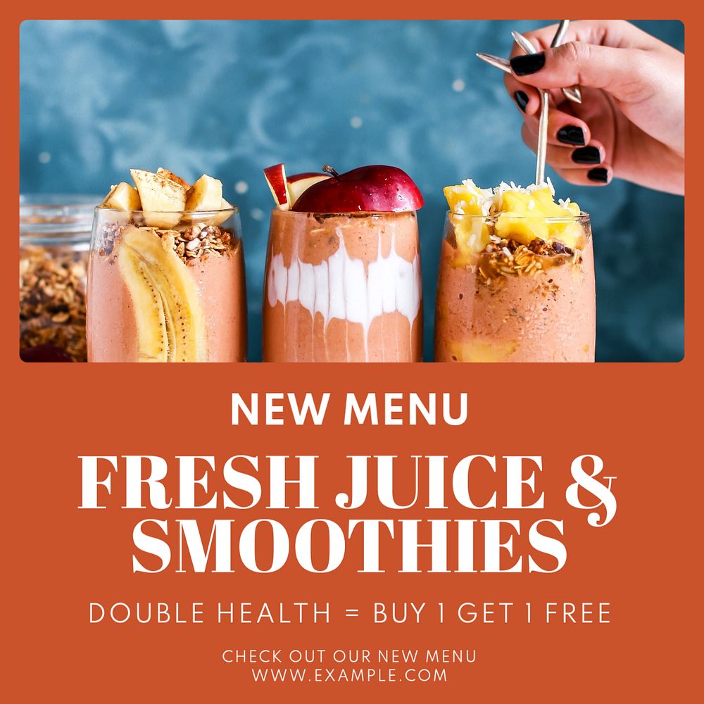 Fruit smoothies Facebook post template, editable design