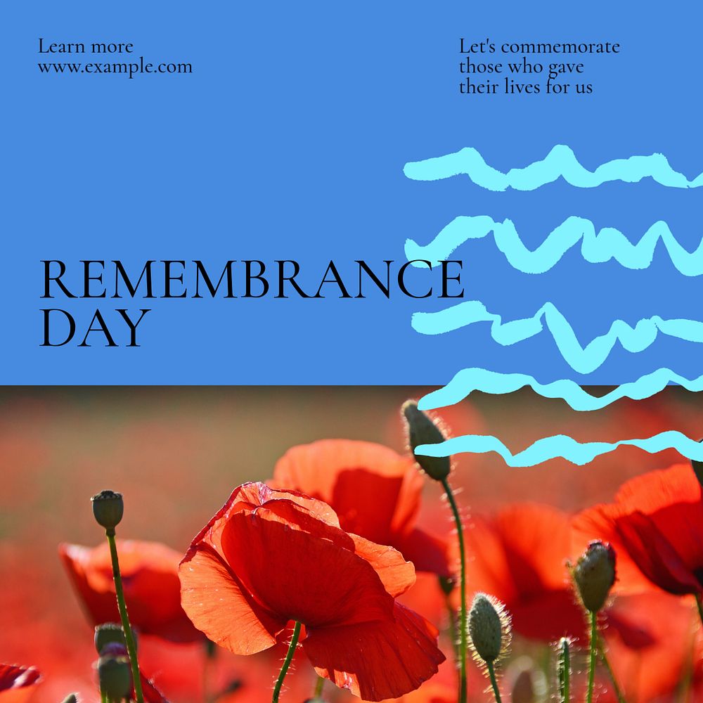 Remembrance day Instagram post template, editable text