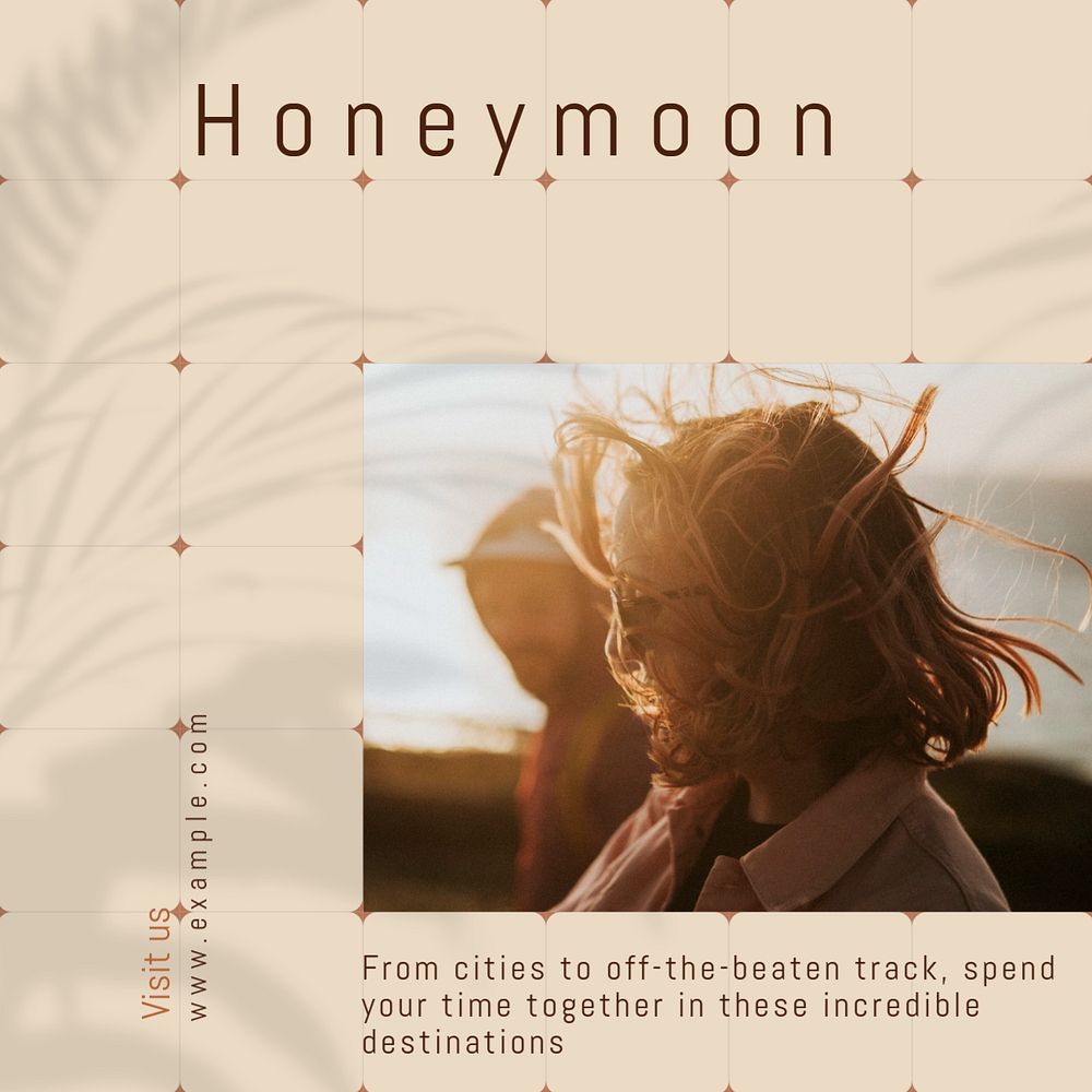 Honeymoon planner Instagram post template, editable text