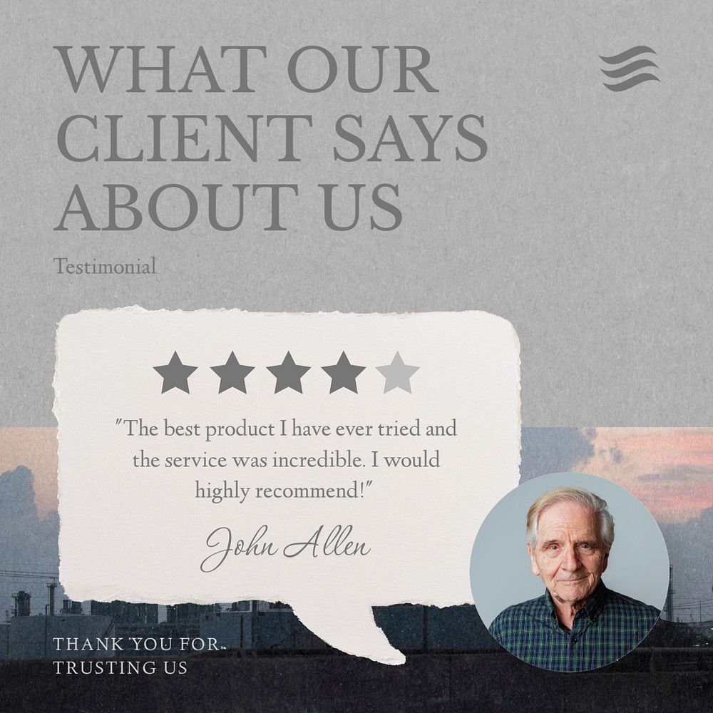 Client review post template, editable social media design