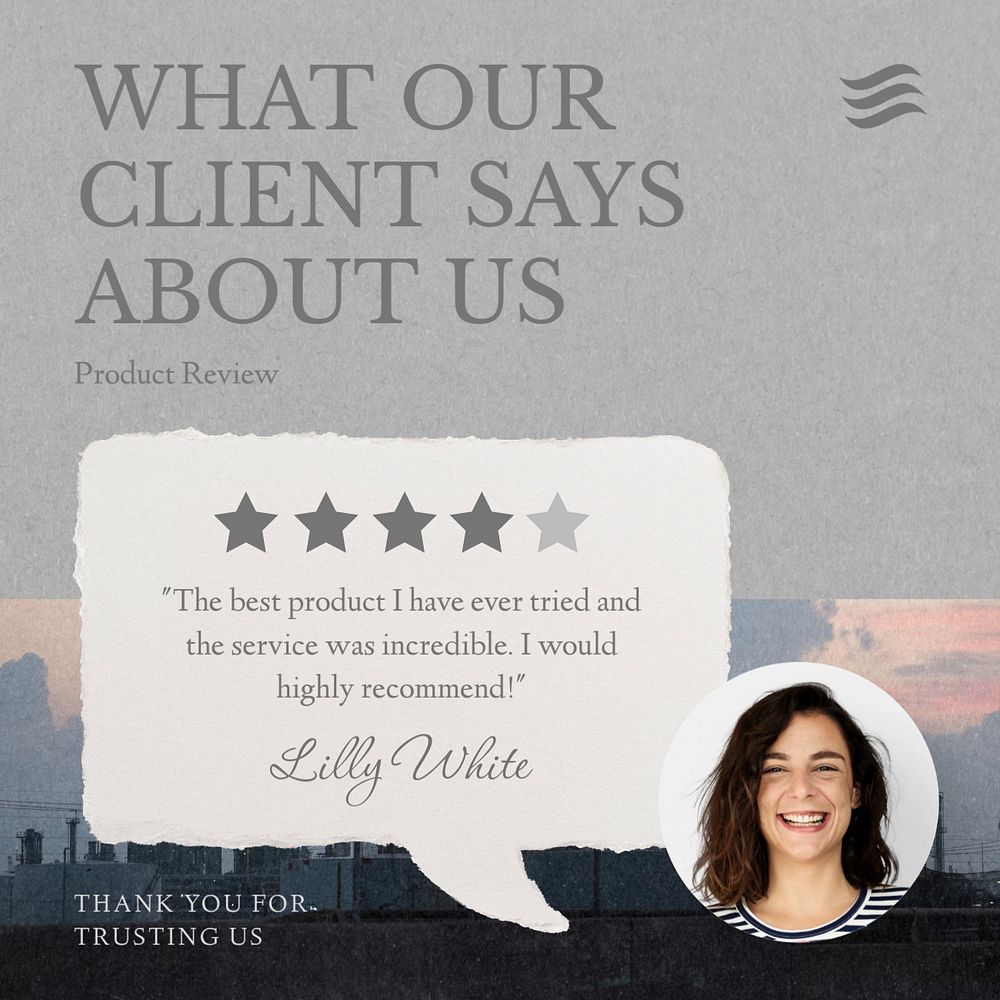 Client review post template, editable social media design