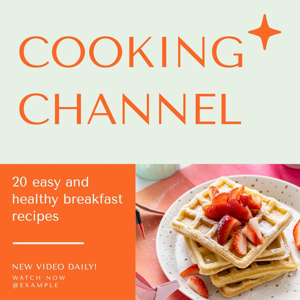 Breakfast recipes Instagram post template, editable text