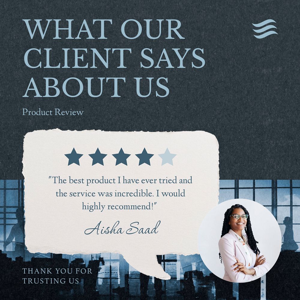 Client review post template, editable social media design