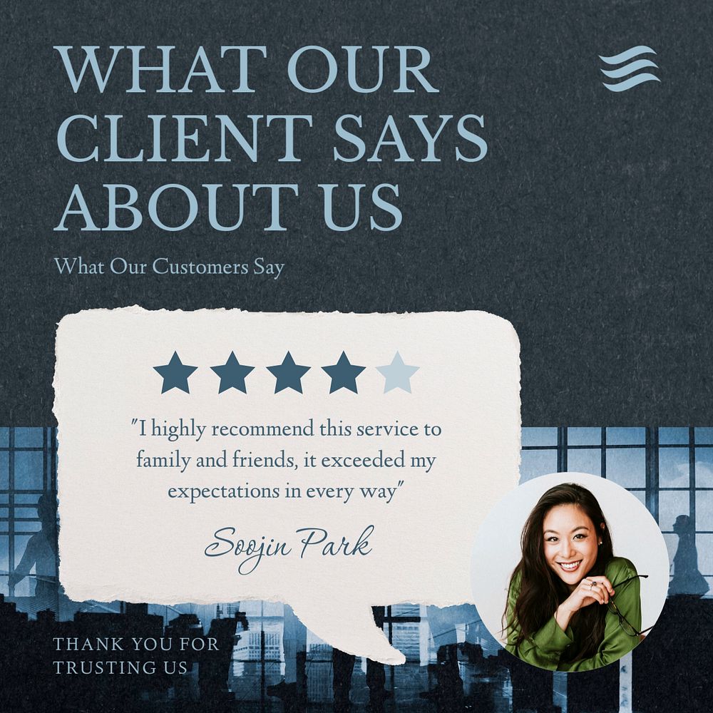 Client review post template, editable social media design