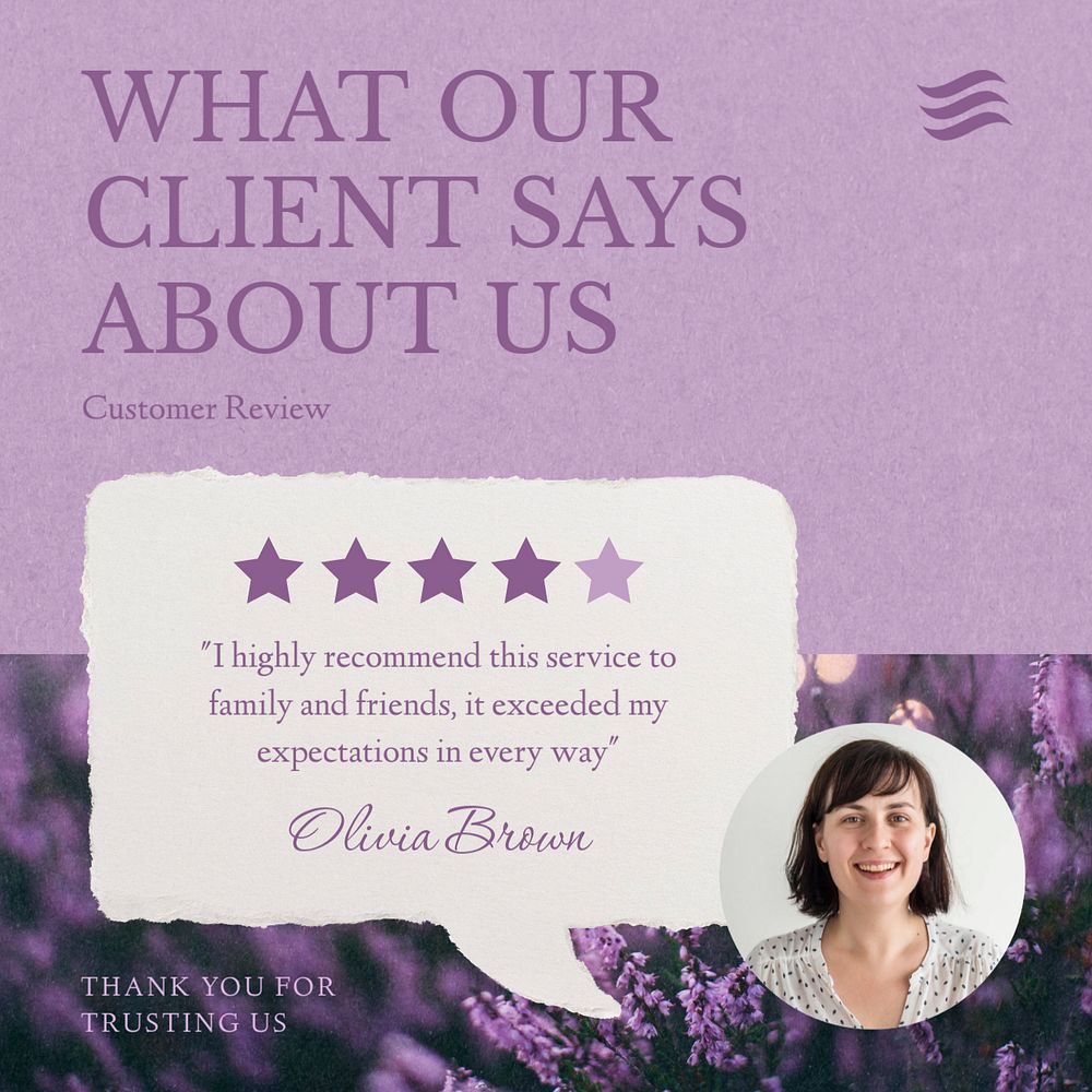 Client review post template, editable social media design