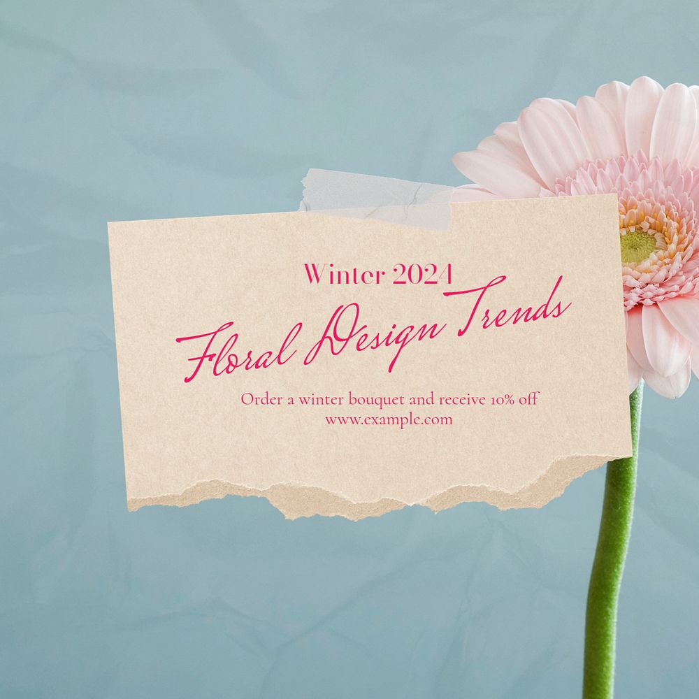 Flower trends Instagram post template, editable text