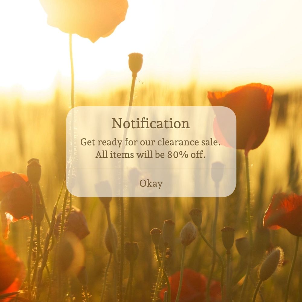 Sale notification Instagram post template, editable text