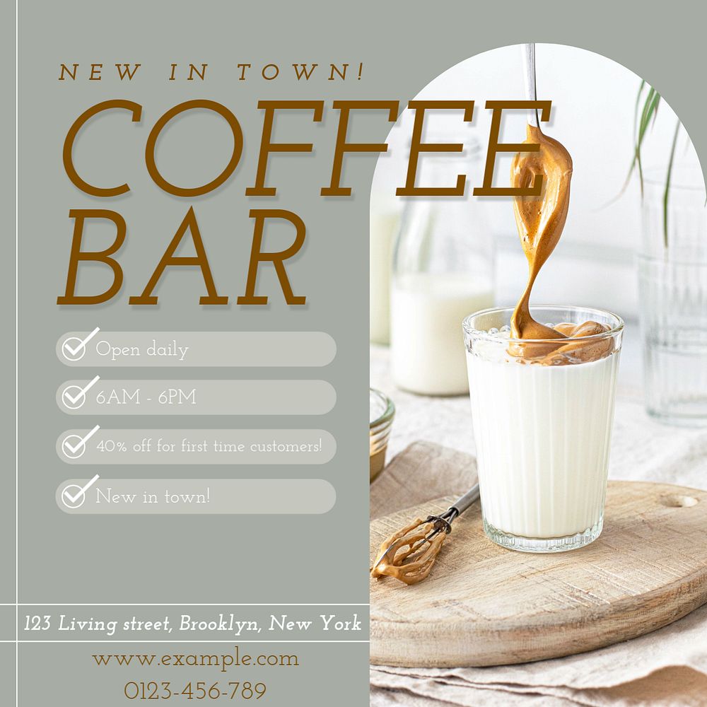 Coffee cafe Instagram post template, editable text