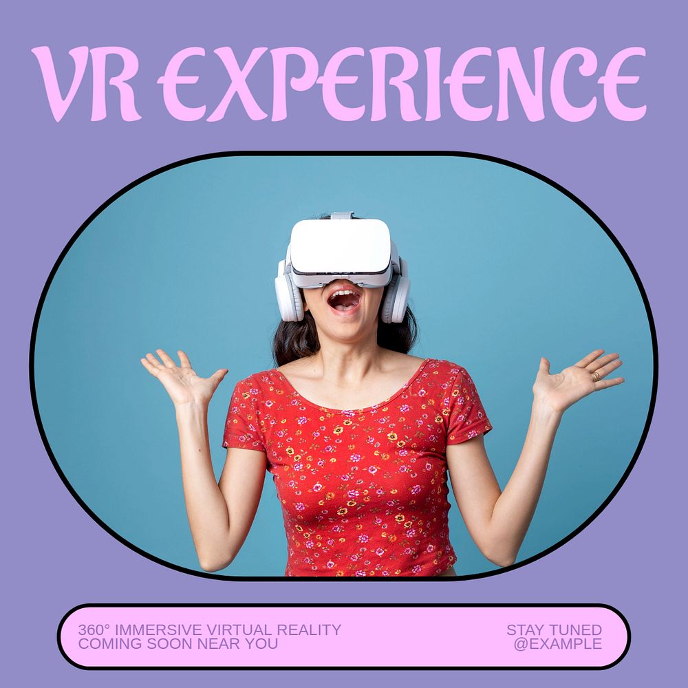 VR experience Instagram post template, editable text