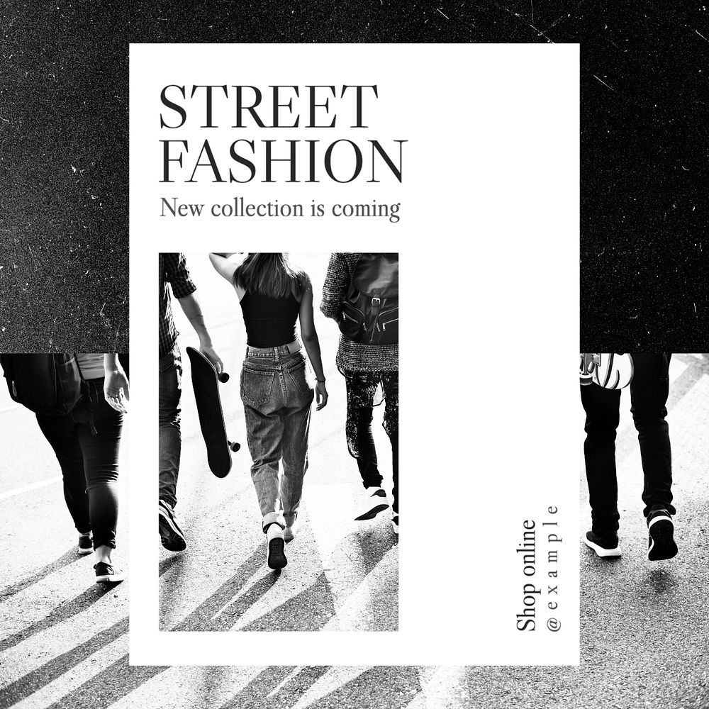 Street fashion Instagram post template, editable text