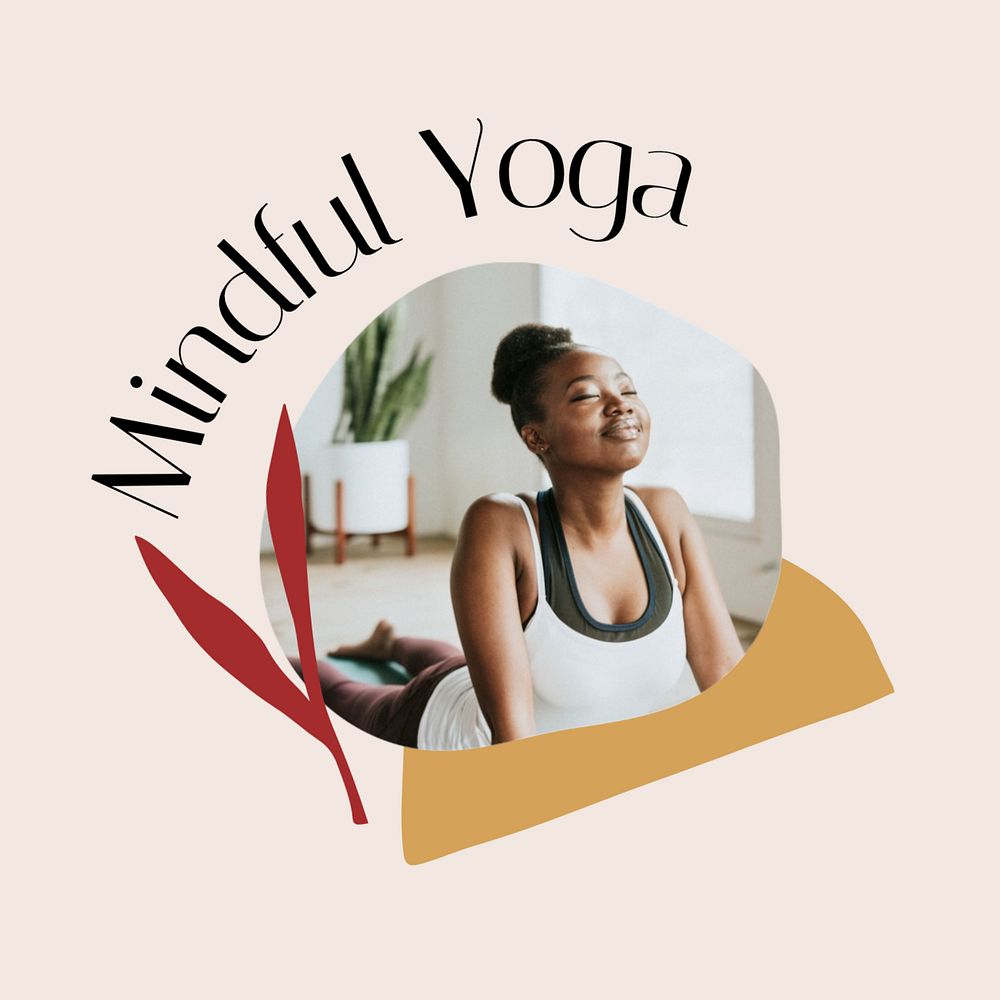 Mindful Yoga Instagram post template, editable text