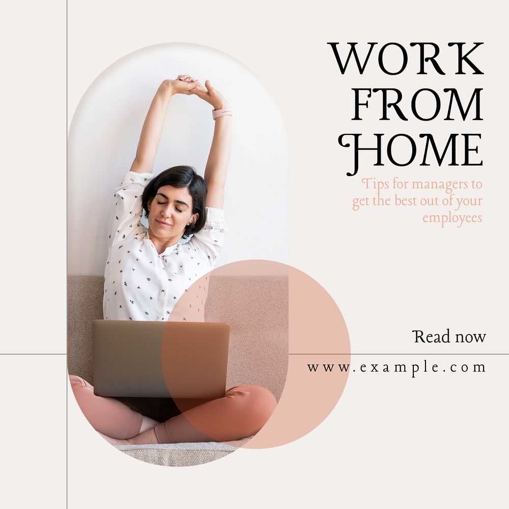 Work from home Instagram post template, editable design