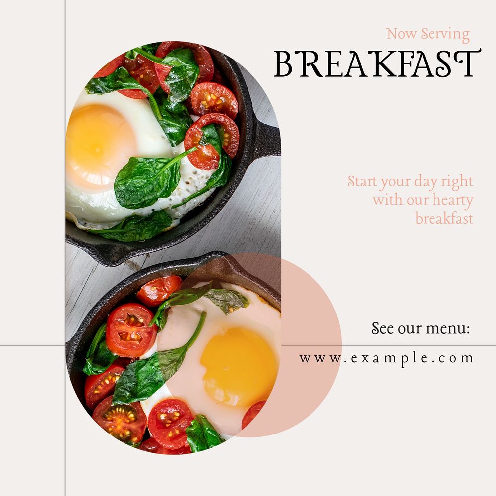 Breakfast restaurant ads Instagram post template, editable text