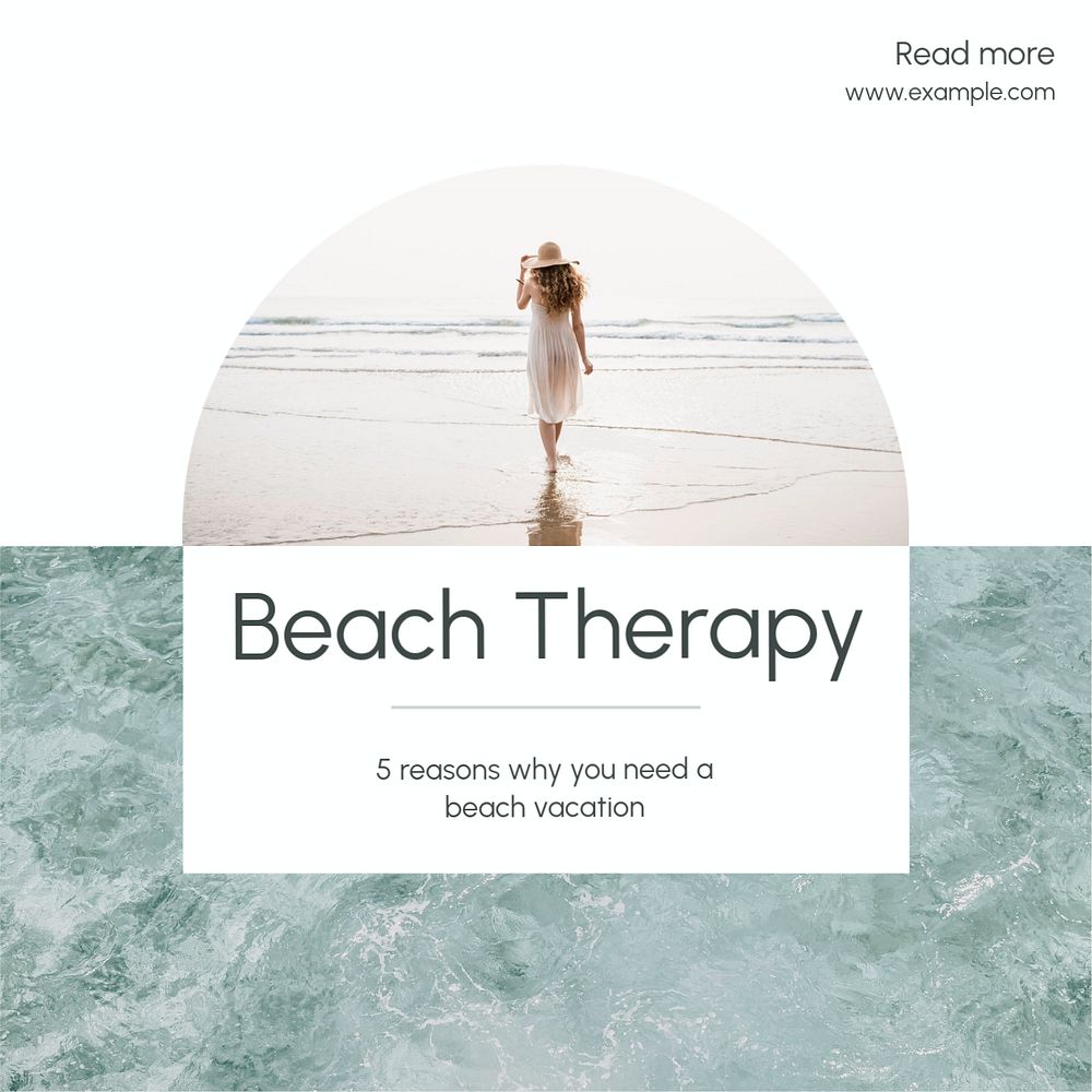 Beach holiday Instagram post template, editable text