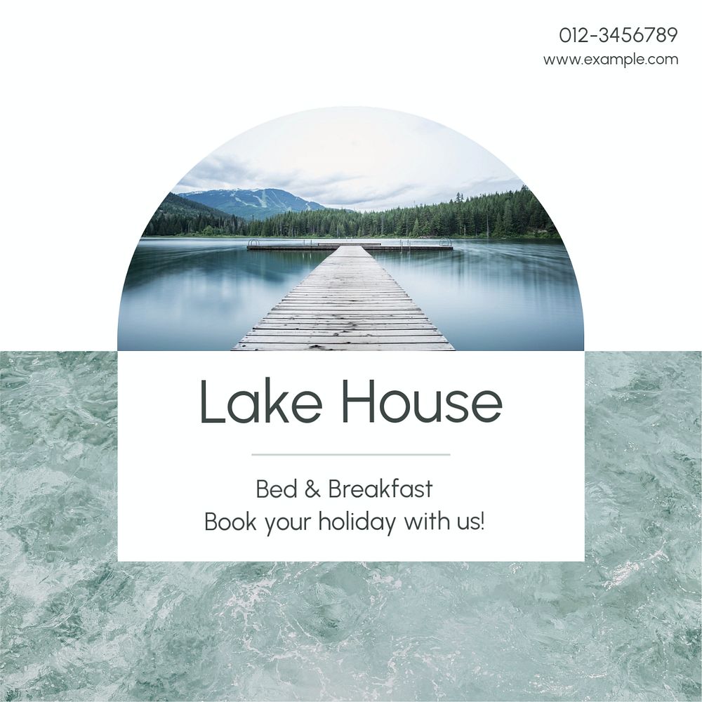 Lake house Instagram post template, editable text