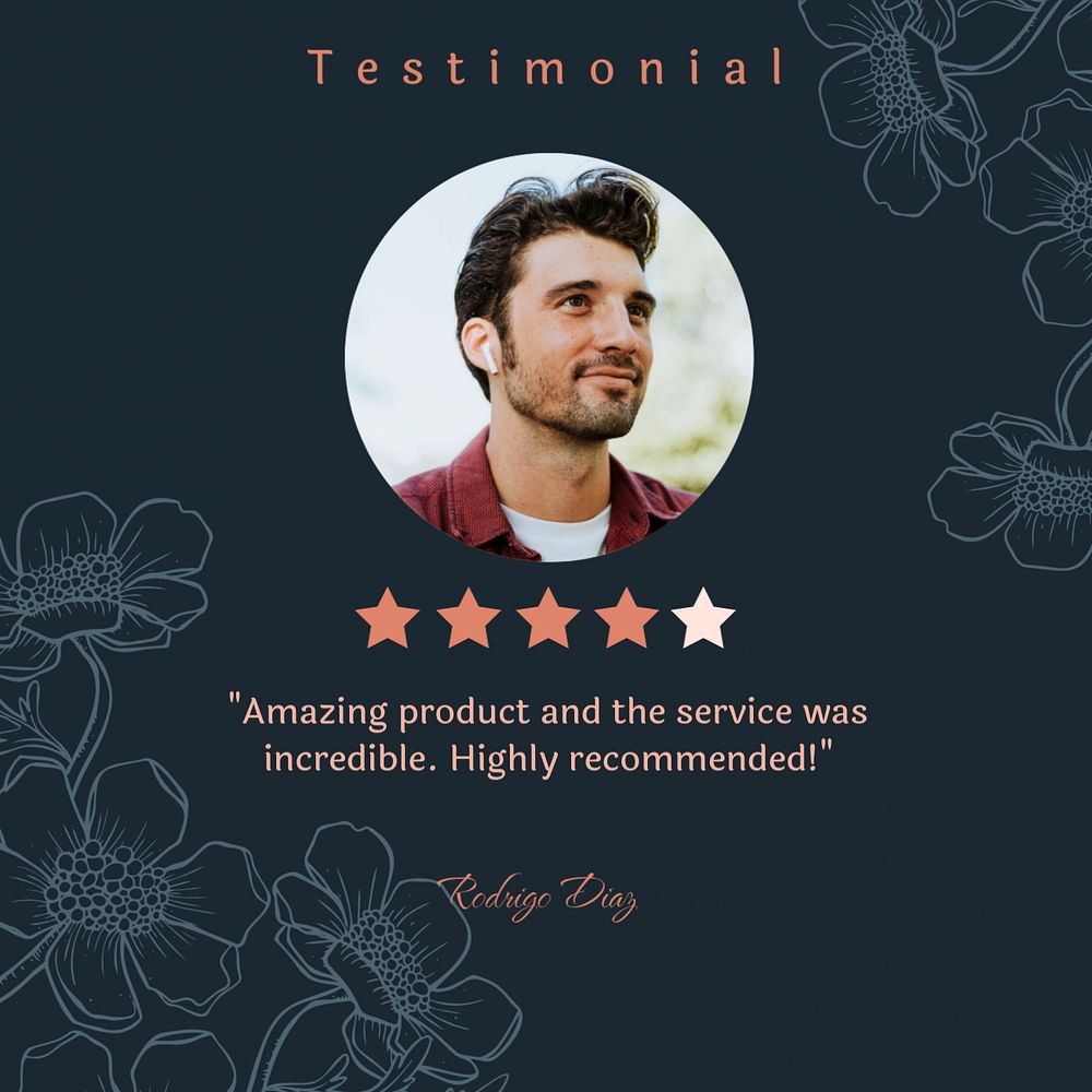 Testimonial Facebook post template, editable design