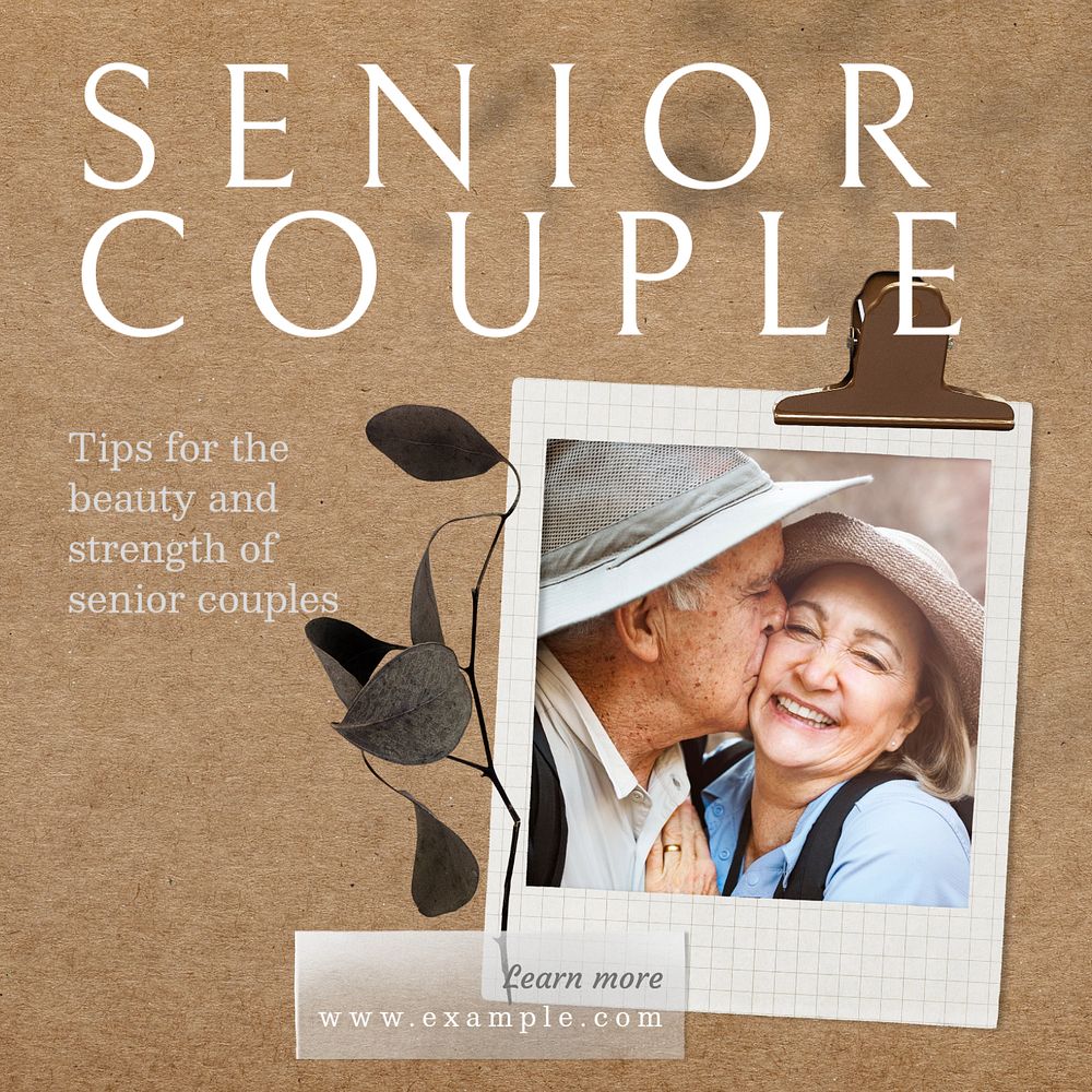 Senior couple Facebook post template, editable design