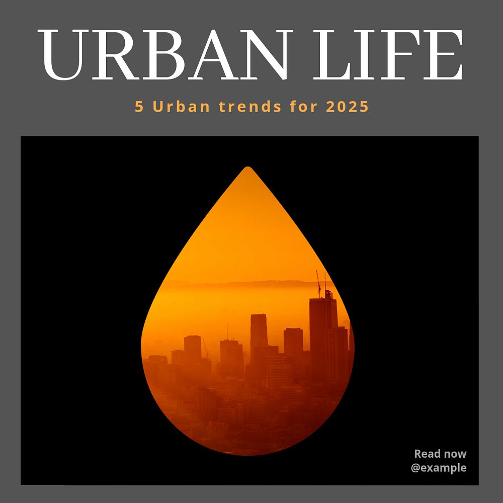 Urban life Instagram post template, editable text