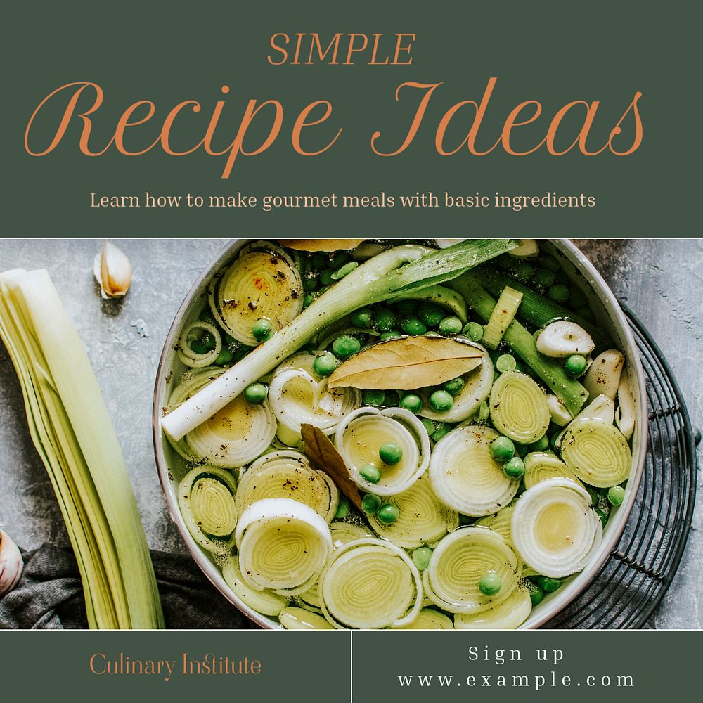 Recipe ideas Facebook post template, editable design Instagram post template, editable text