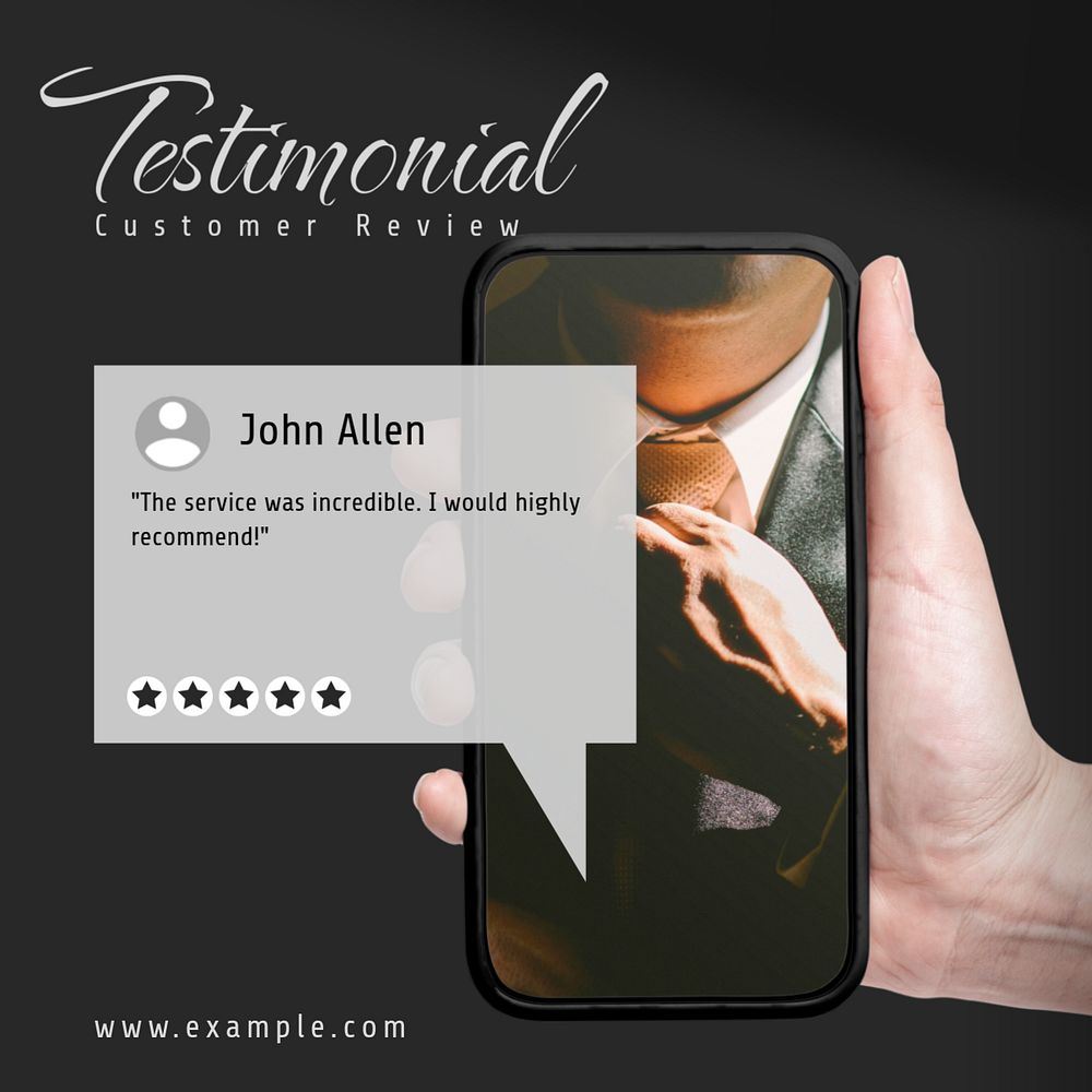 Testimonial, customer review post template, editable social media design