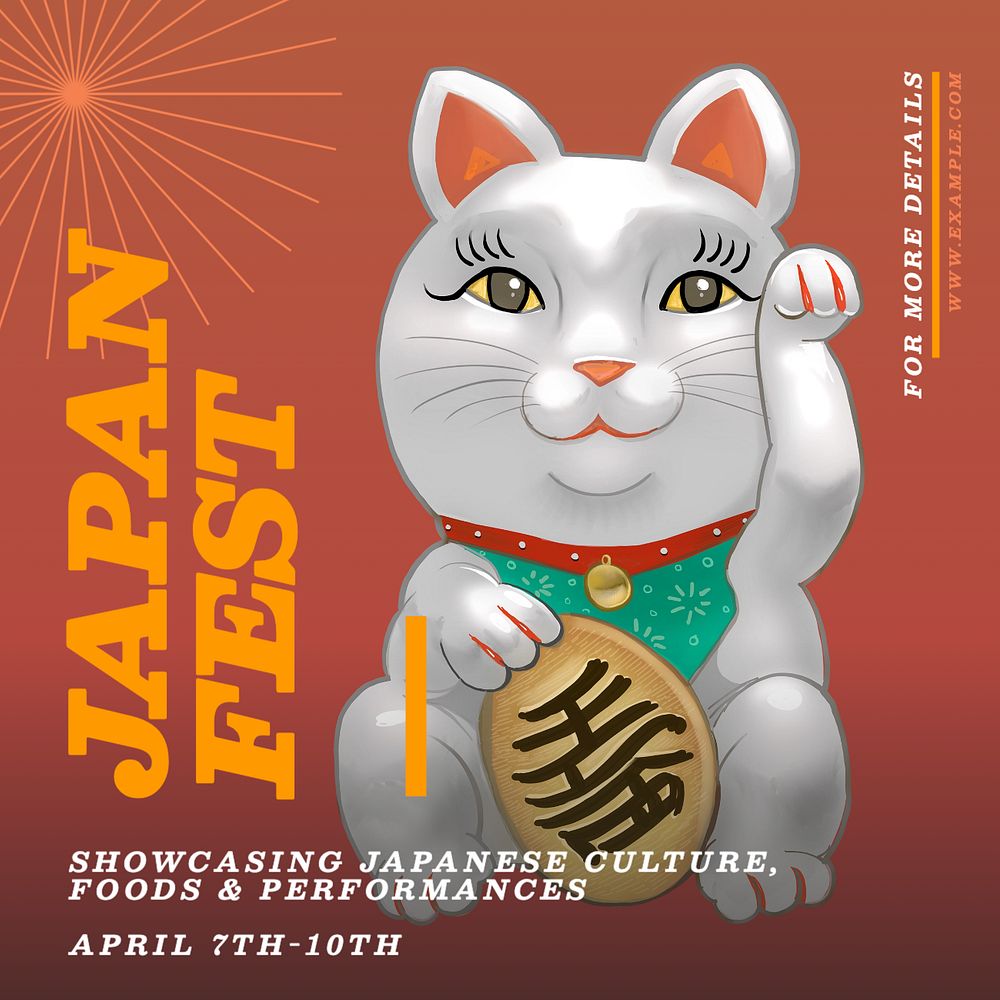 Japan festival Instagram post template, editable text