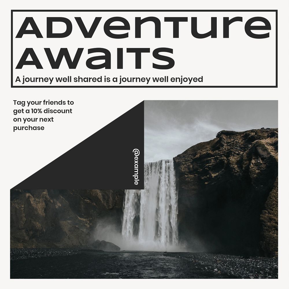 Adventure awaits Facebook post template, editable design