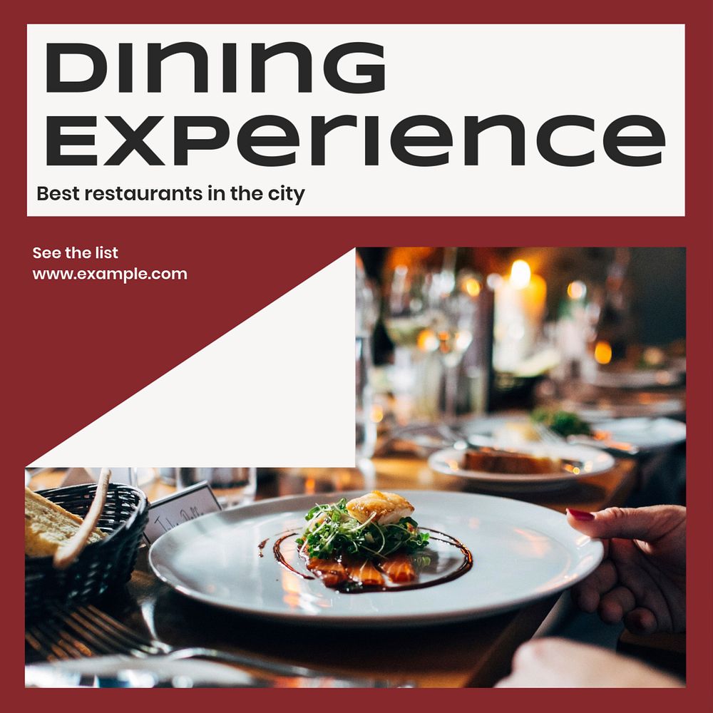 Dining experience Facebook post template, editable design