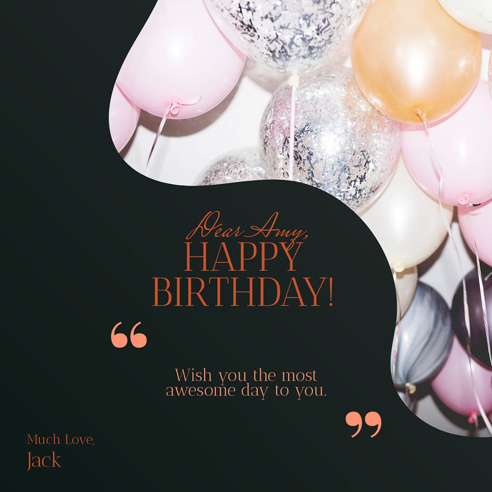 Birthday wishes Instagram post template, editable text