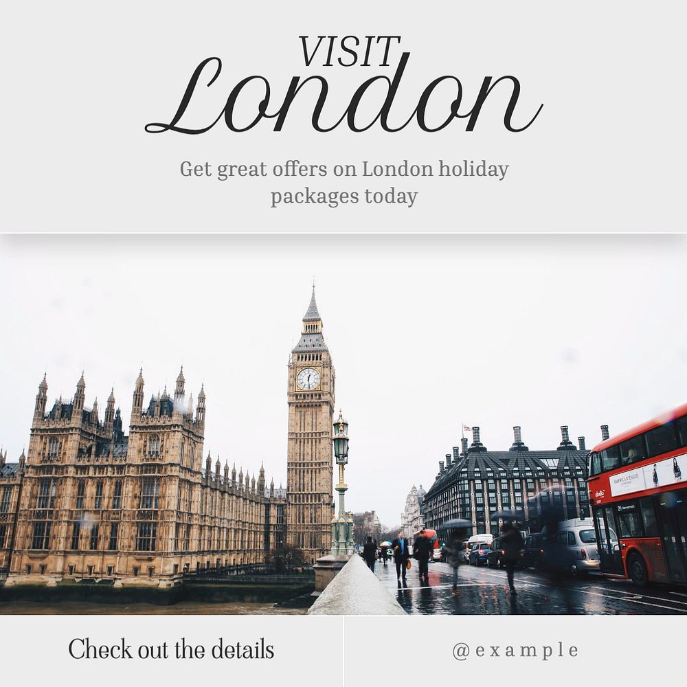 London holiday Instagram post template, editable text