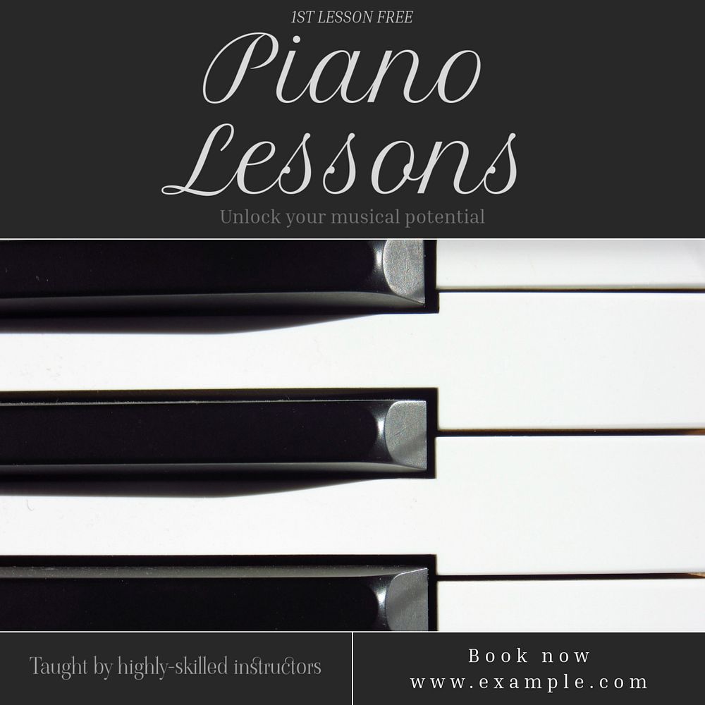 Piano lessons Facebook post template, editable design Instagram post template, editable text