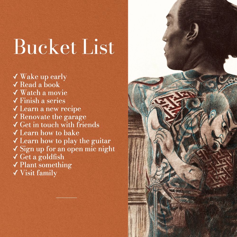 Bucket list Instagram post template, editable text