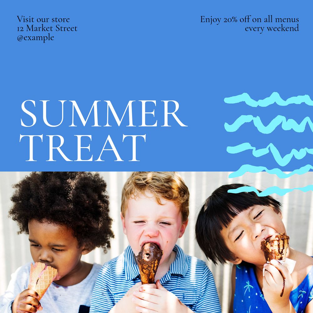 Summer treat Instagram post template, editable design